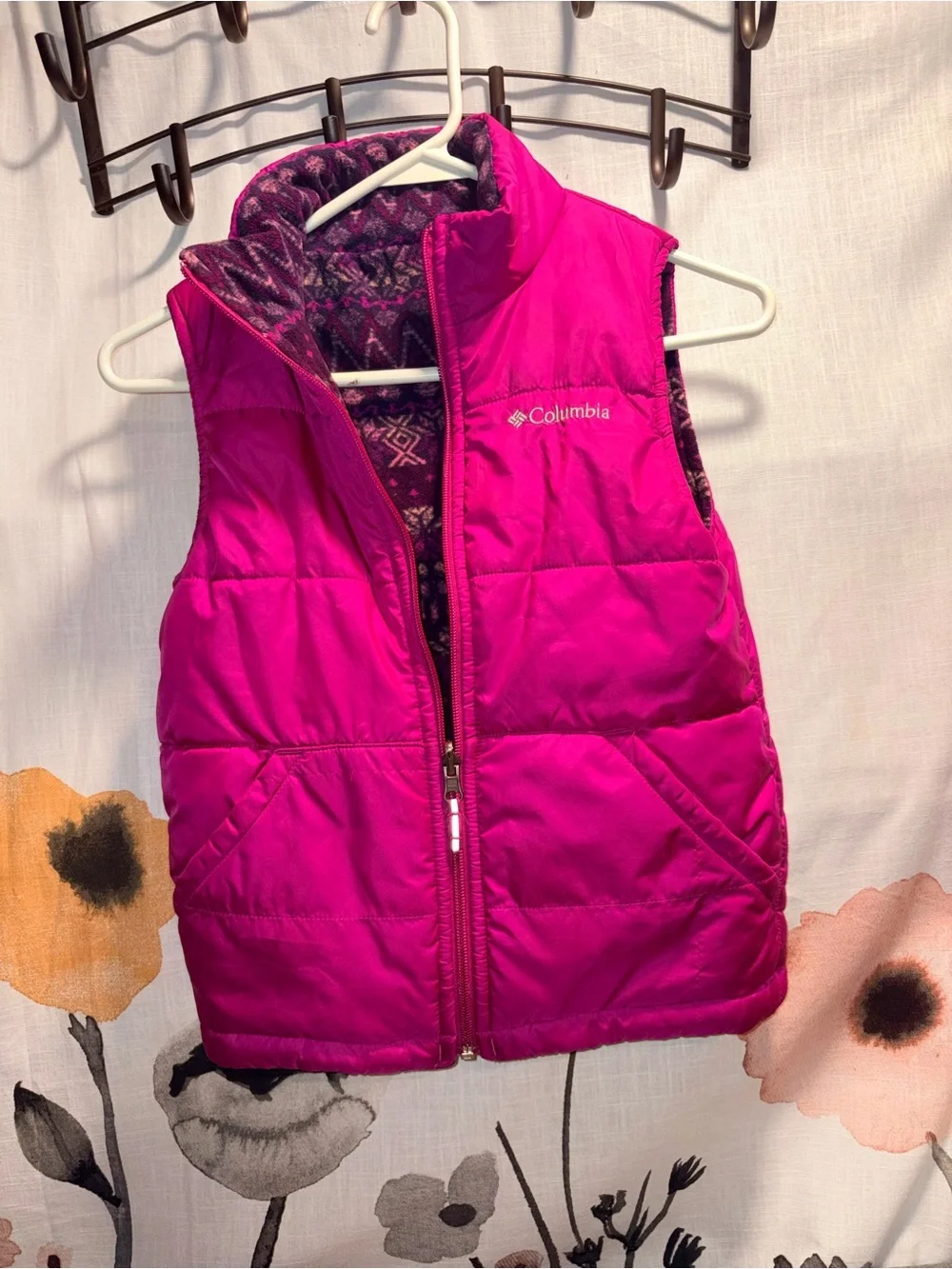 Columbia Girls' Pink and Purple Reversible Vest